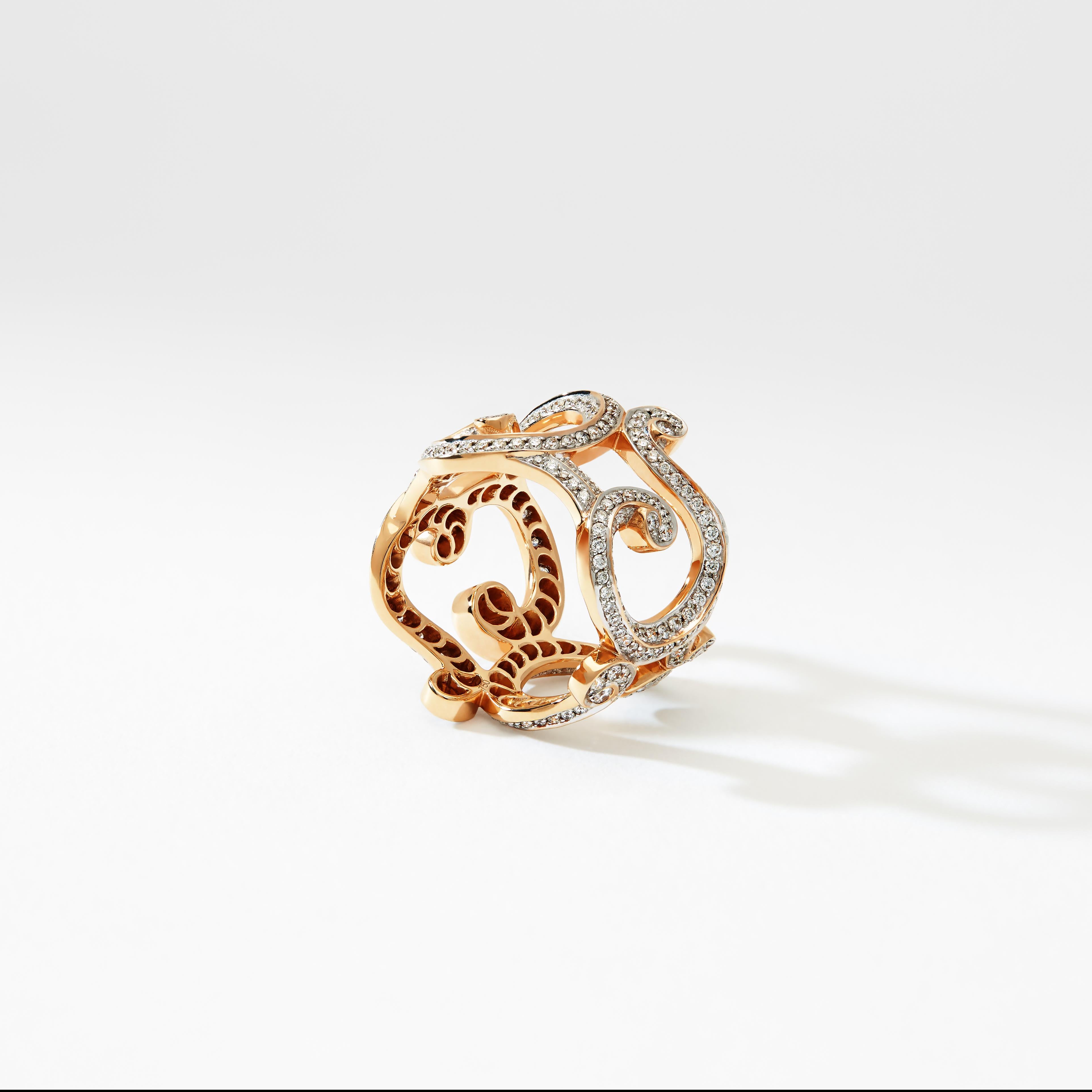 For Sale:  Fabergé Rococo Rose Gold & Diamond Grand Ring 2