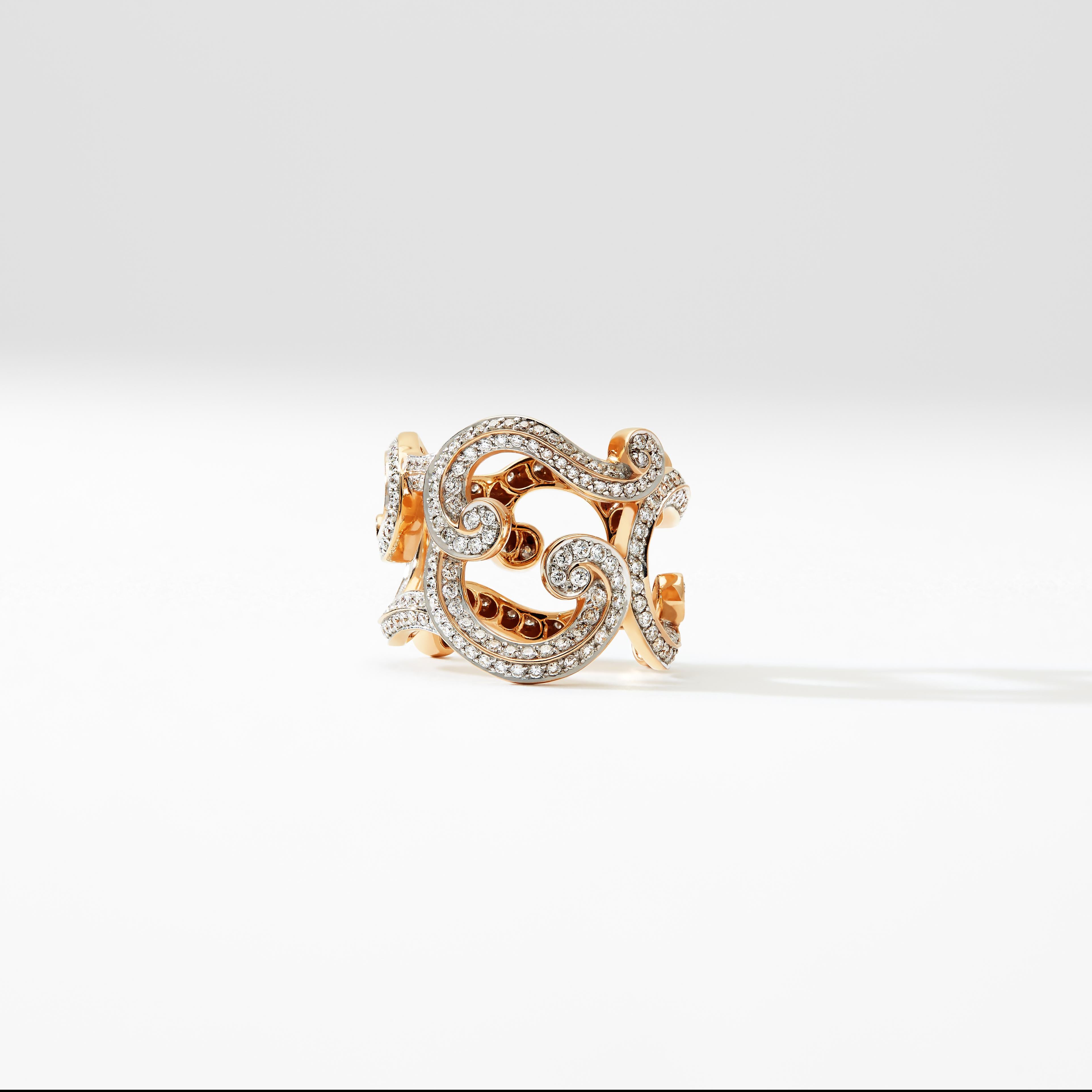 For Sale:  Fabergé Rococo Rose Gold & Diamond Grand Ring 3