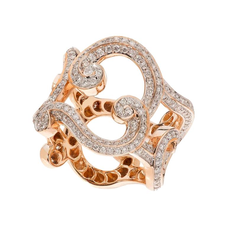 For Sale:  Fabergé Rococo Rose Gold & Diamond Grand Ring
