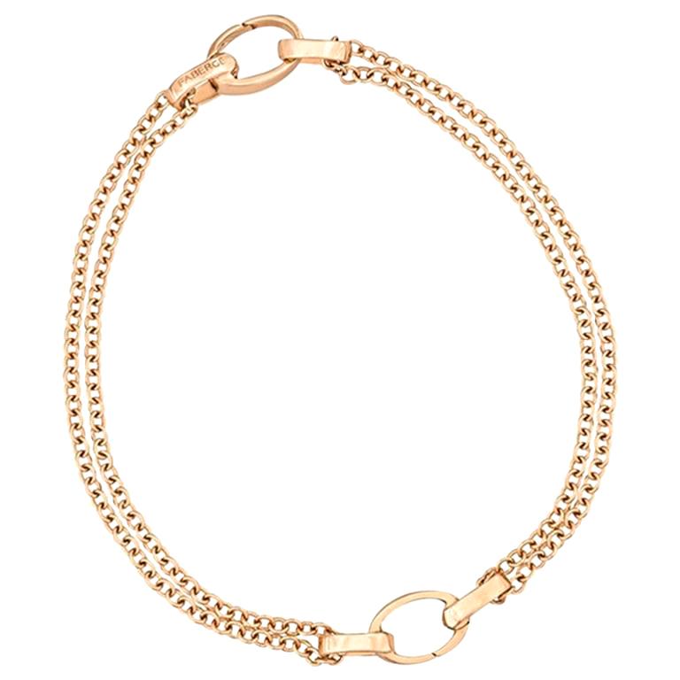 Fabergé Rose Gold Dual Charm Bracelet For Sale