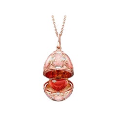Fabergé Rose Gold Pink Guilloché Enamel Heart Surprise Locket 1151FP2131