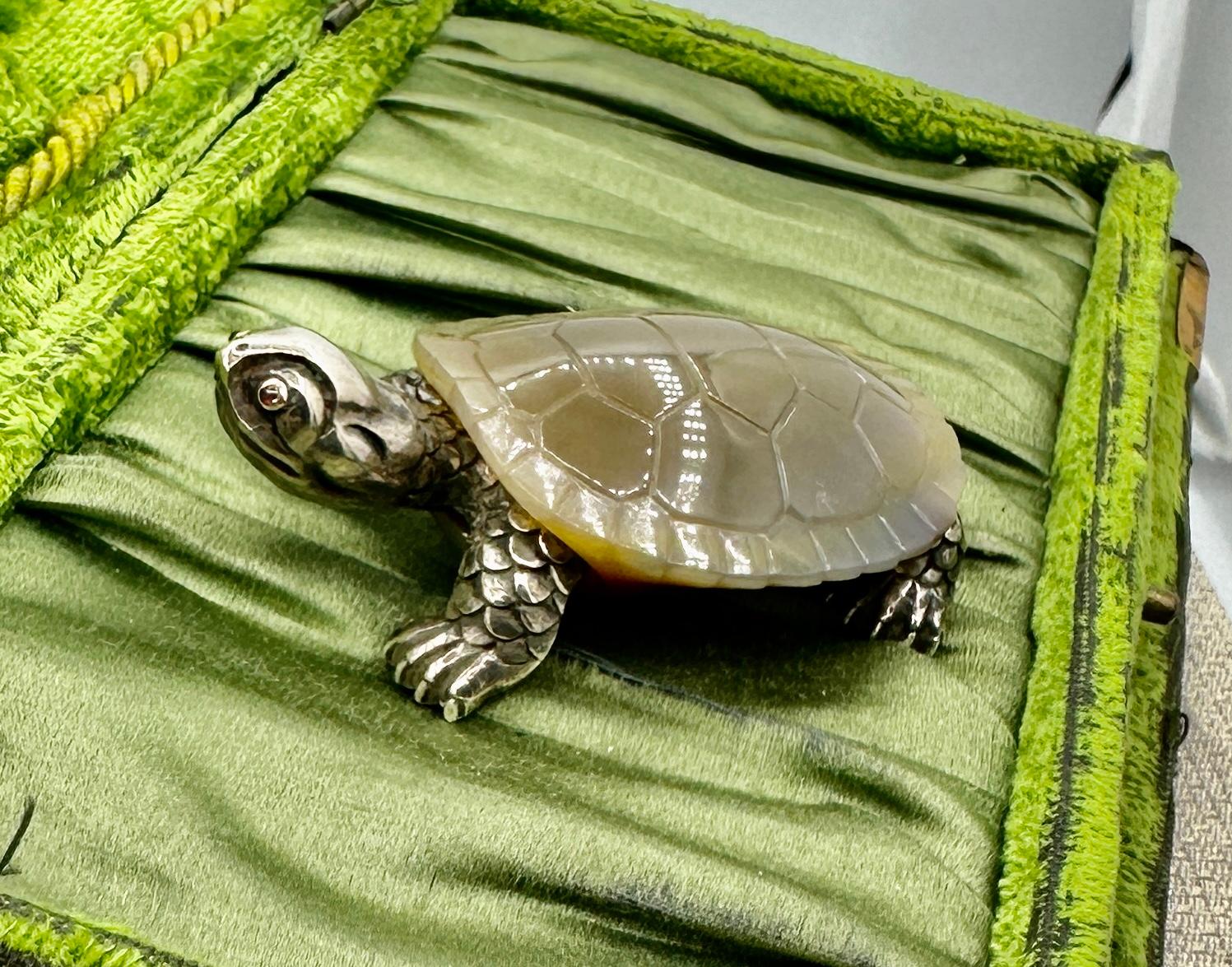 Faberge Rubin-Achat-Schildkröte Julius Rappoport Workmaster .875 Silber-Tortoise 1910 im Zustand „Hervorragend“ im Angebot in New York, NY