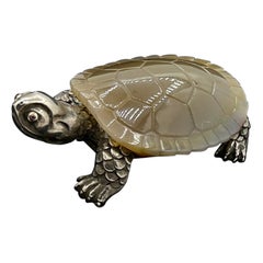 Faberge Ruby Agate Turtle Julius Rappoport Workmaster .875 Silver Tortoise 1910
