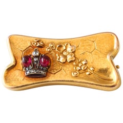 Antique Fabergé Ruby Diamond Presentation Brooch, circa 1890s