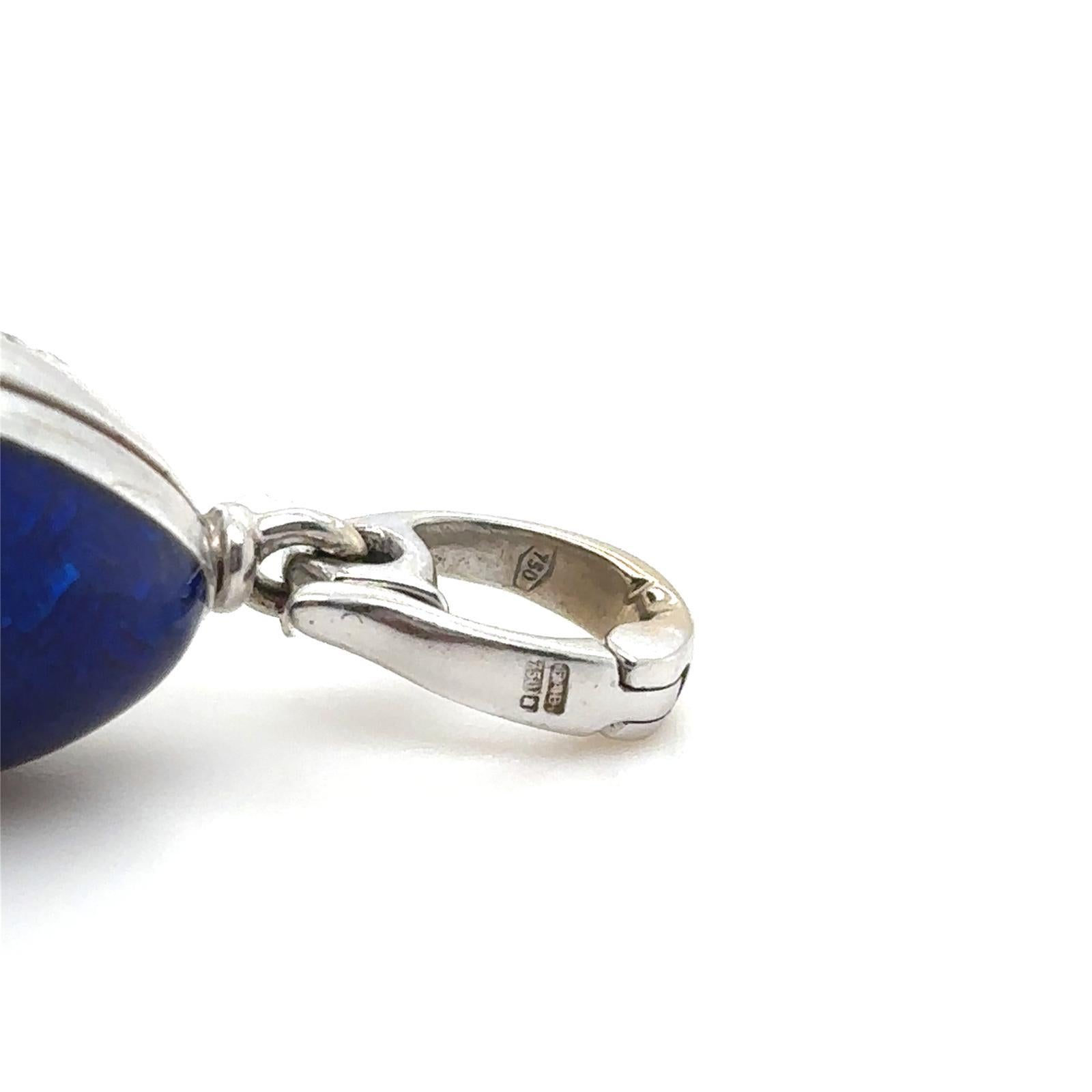 Fabergé Sapphire and Diamond 18 Karat White Gold Enamel Egg Pendant 6