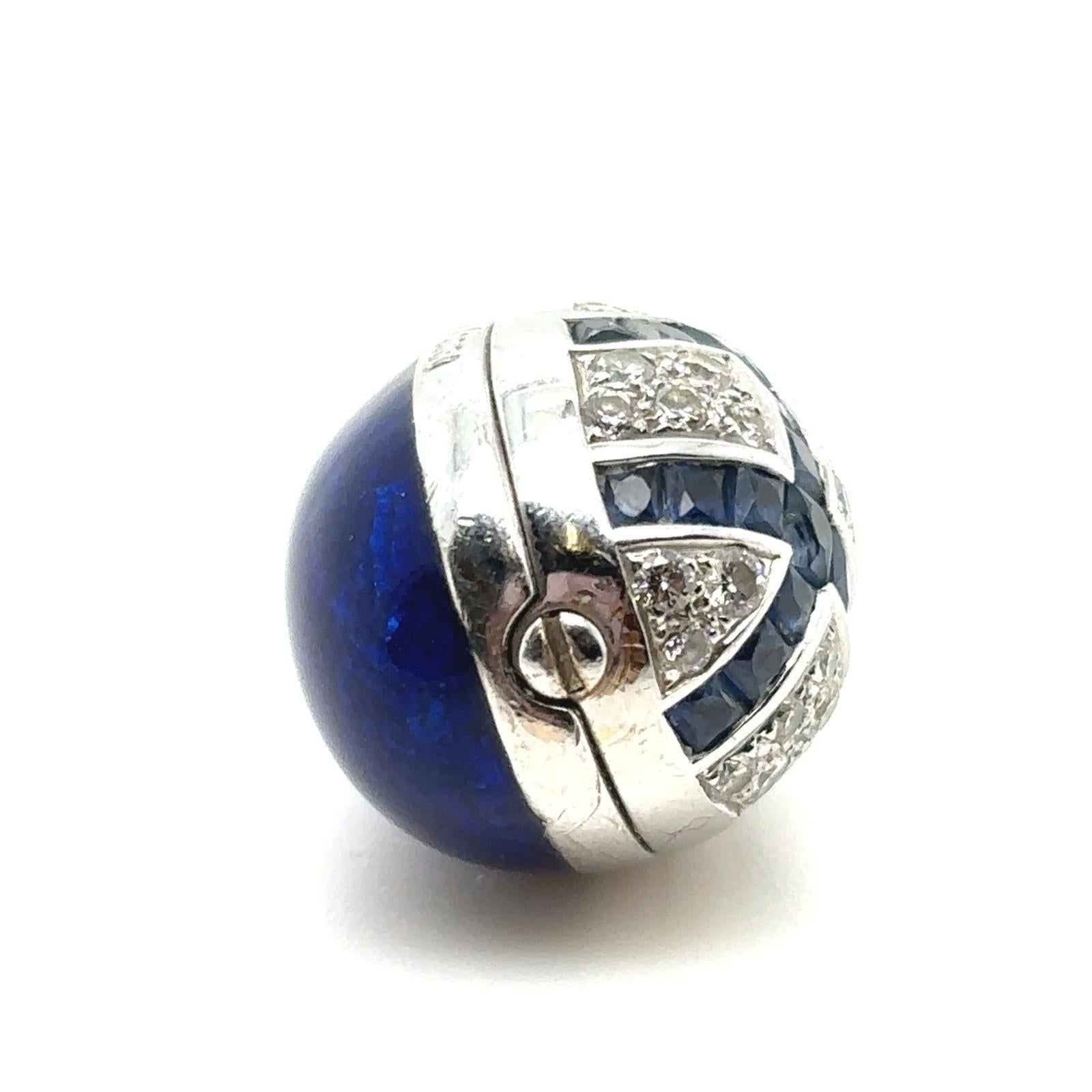 Fabergé Sapphire and Diamond 18 Karat White Gold Enamel Egg Pendant 3
