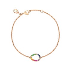 Fabergé Sasha Rose Gold Rainbow Multicoloured Gemstone Egg Chain Bracelet