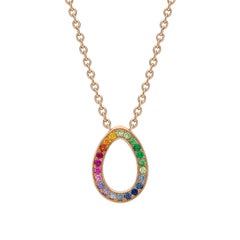 Fabergé Sasha Rose Gold Rainbow Multicoloured Gemstone Egg Pendant