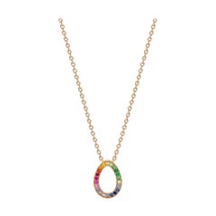 Fabergé Sasha Rose Gold Rainbow Multicoloured Gemstone Egg Pendant