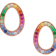 Fabergé Sasha Rose Gold Rainbow Multicoloured Gemstone Egg Stud Earrings