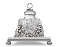 Encrier en argent et verre taillé de Fabergé