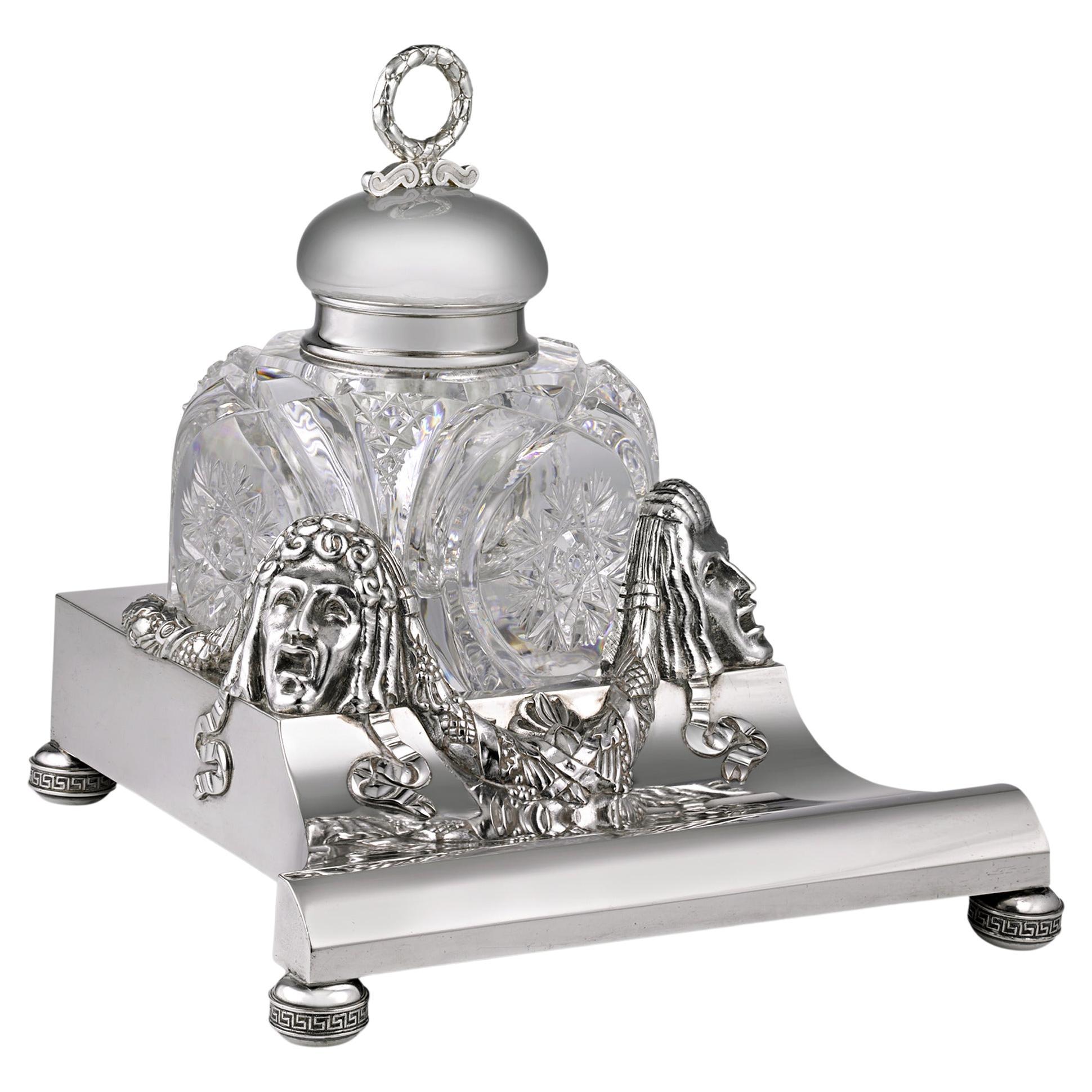 Fabergé Silver and Cut Glass Inkwell