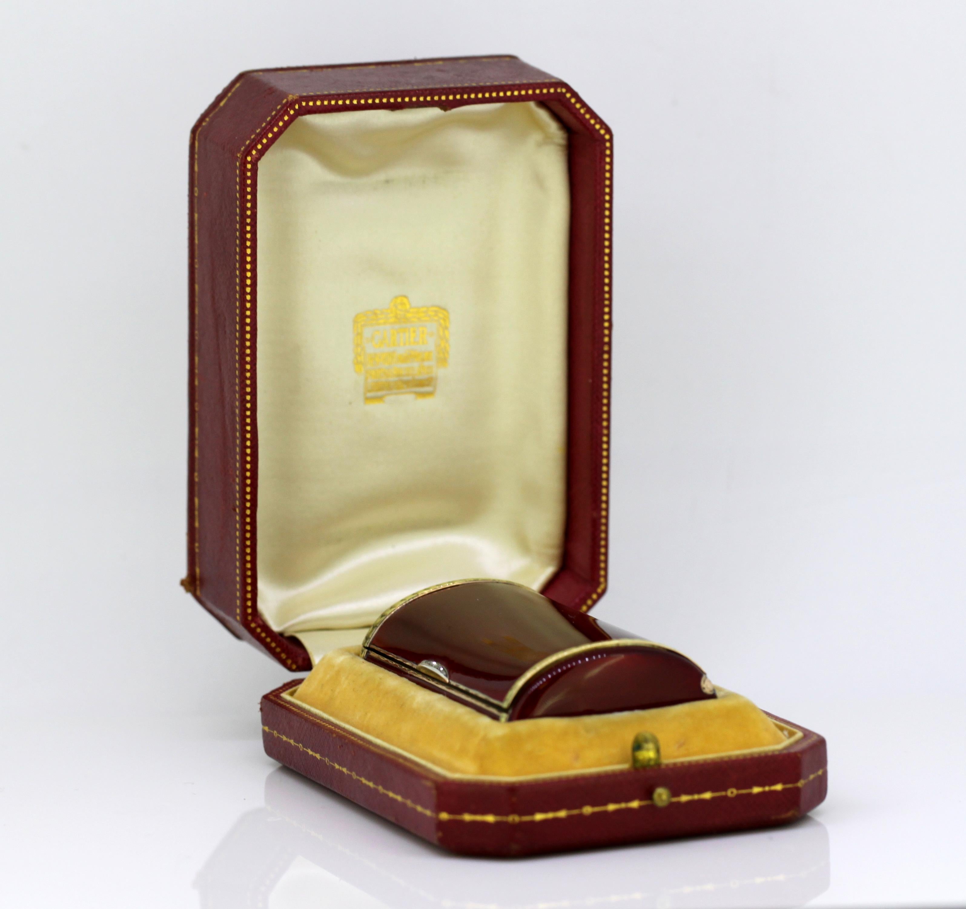 An antique Russian silver & enamel snuff / cigarette box, with diamonds.
Maker: Fabergé, retailed by Cartier.
Made in Russia, circa 1936.
Has initials engraved on the inner box lid 