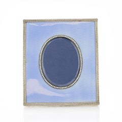 Faberge Silver and Guilloché Enamel Frame, 1900 by Mikhail Perkhin