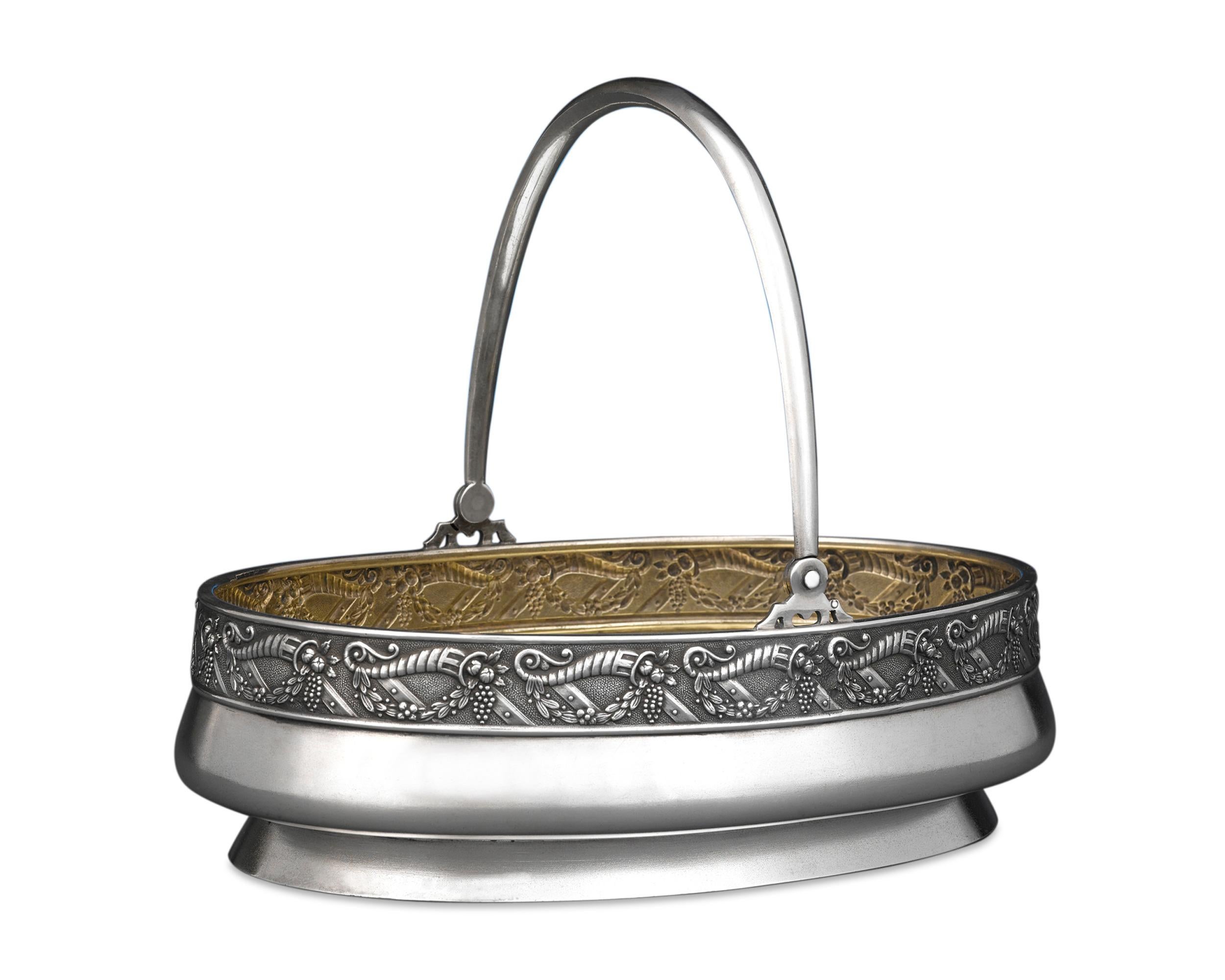 Russian Faberge Silver Cake Basket