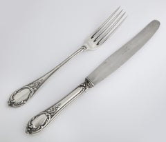 Russian Fabergé Imperial-era Silver Dinner Knife and Fork, Moscow, circa 1900