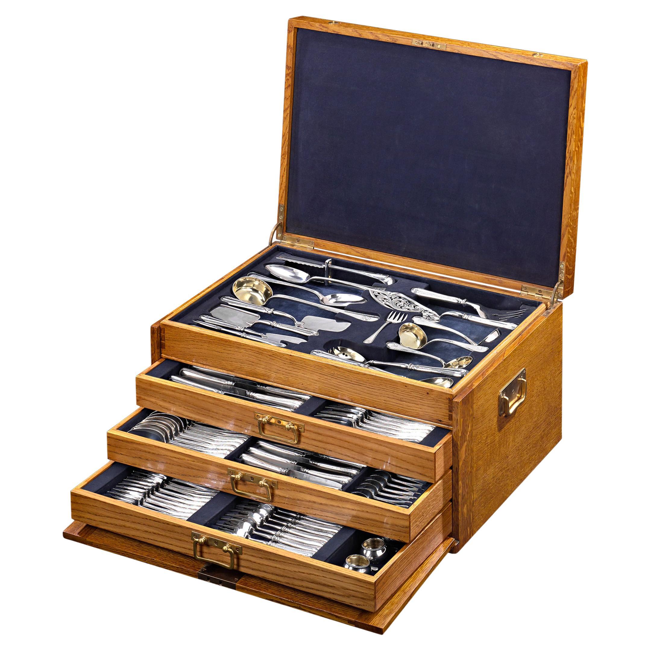 Pre-owned Fabergé Silver Flatware Service For 24 In Black