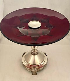 Fabergé, Silver Table Centerpiece with Red Glass, St. Petersburg, 1893