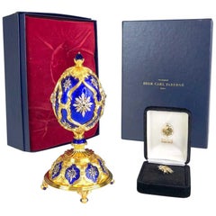 Faberge Sterling Silver and Diamond Inlaid Musical Egg