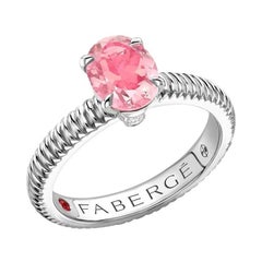 Fabergé Sterling Silver Oval Pink Tourmaline Futed Ring