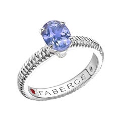 Fabergé Sterling Silver Oval Tanzanite Fluted Ring