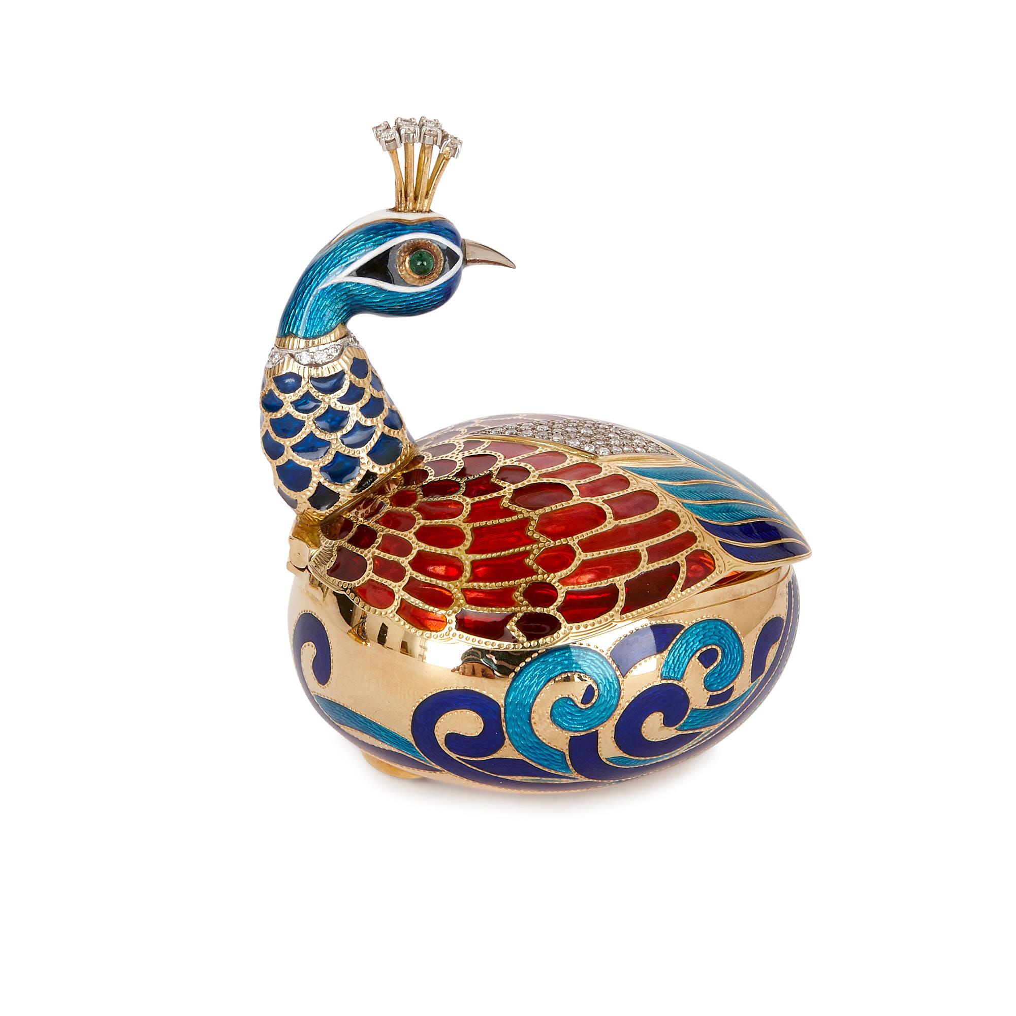 English Fabergé Style Bejewelled and Enamelled Gold Egg by Asprey For Sale