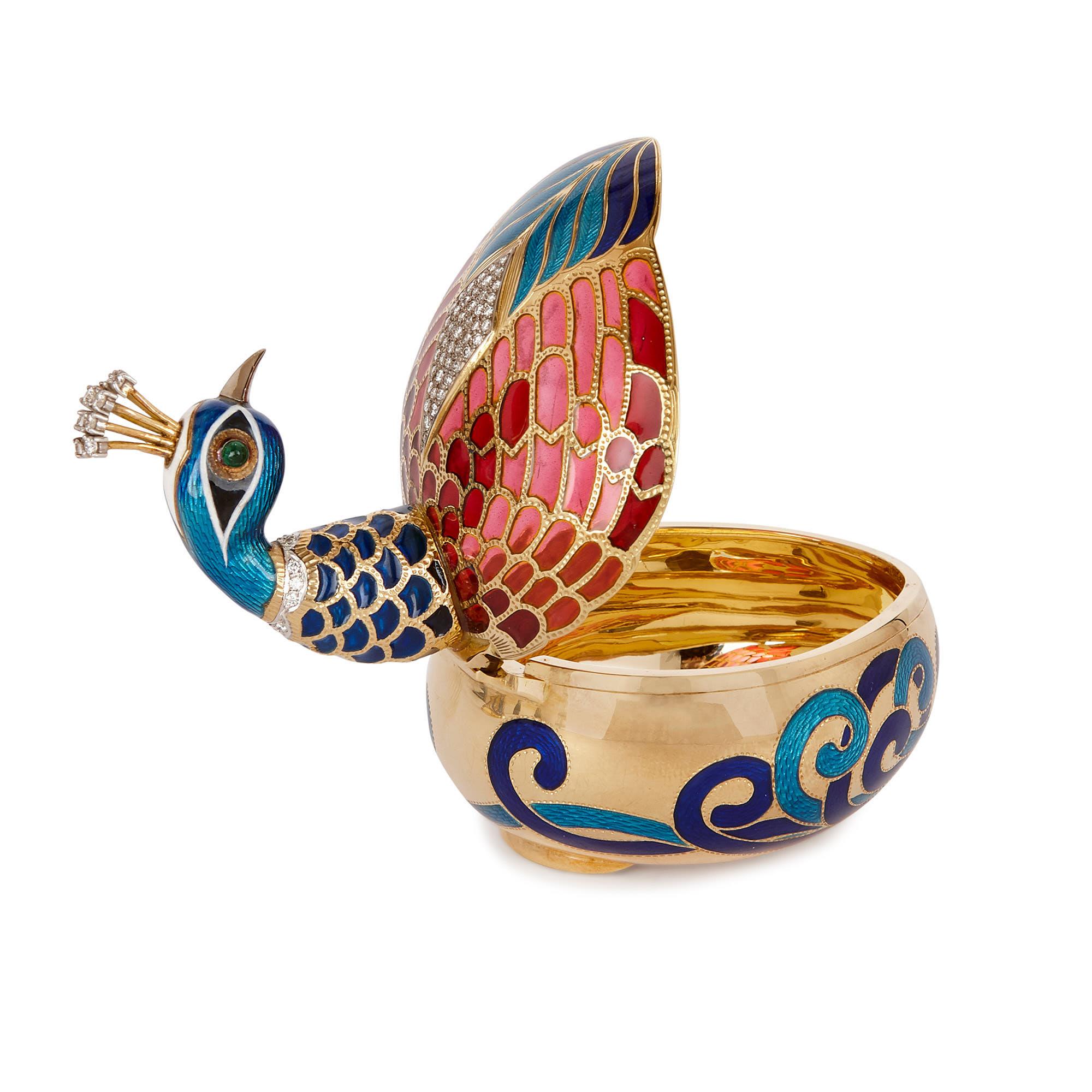 Or Œuf en or, émaillé et orné de pierres précieuses, style Fabergé, par Asprey en vente