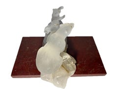 Faberge Style Carved Rock Crystal Bears Sculpture