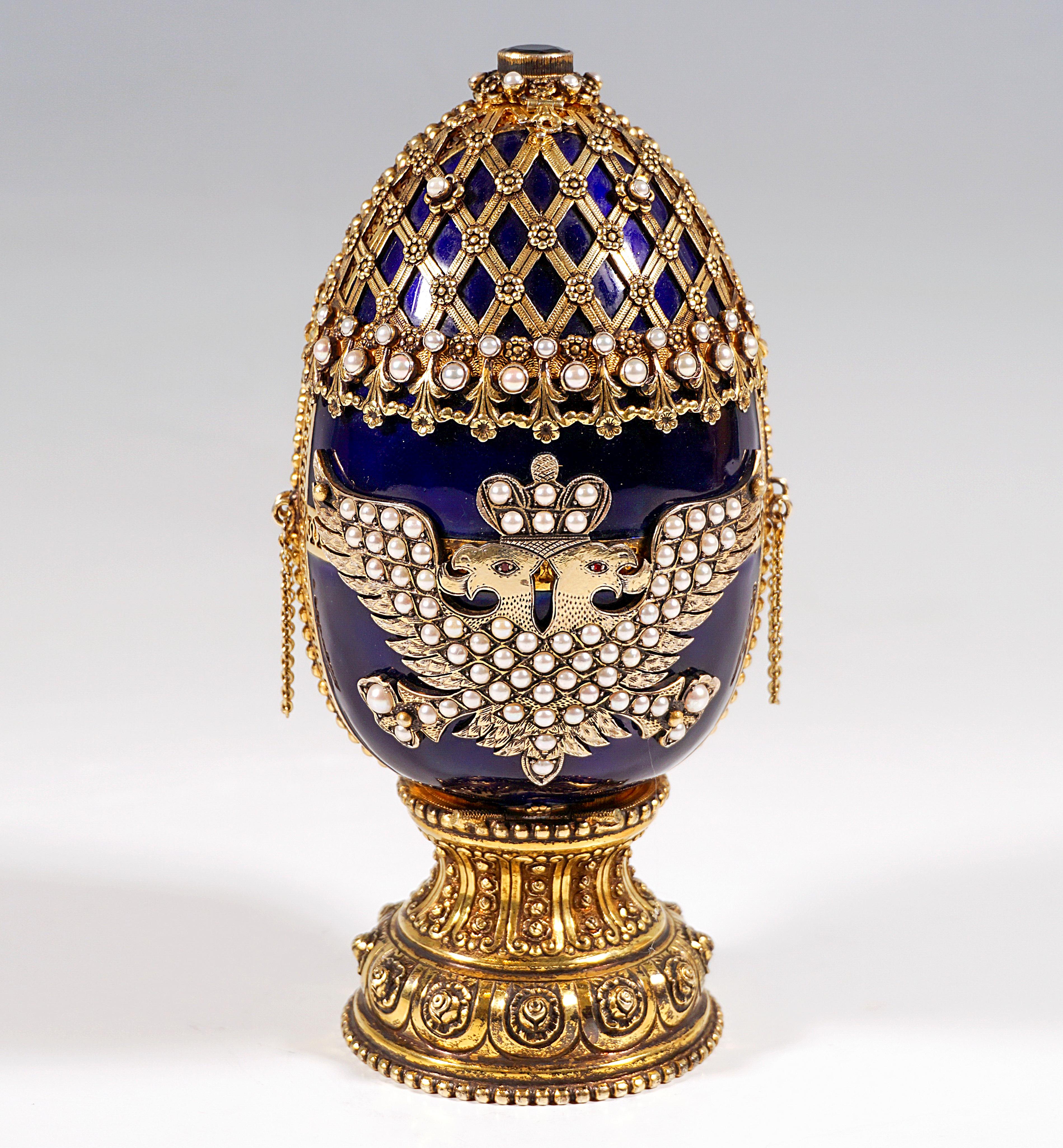 Other Fabergé Style Enamelled Silver Decorative Egg with Miniature, Russia