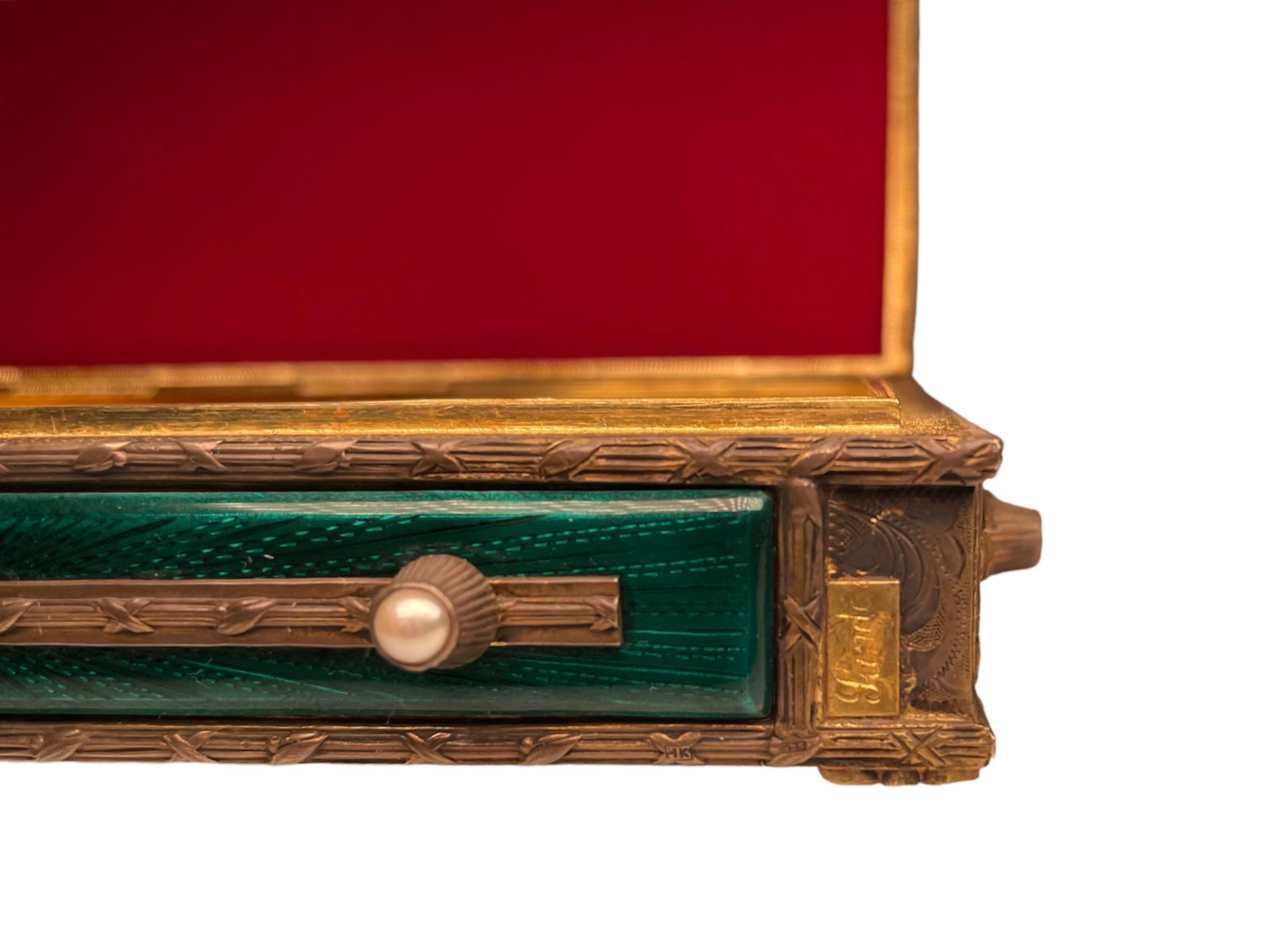 Faberge Style Guilloche Enamel Sterling Silver Decorative Box/Cigarettes Case For Sale 4