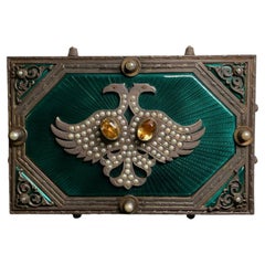 Faberge Style Guilloche Enamel Sterling Silver Decorative Box/Cigarettes Case