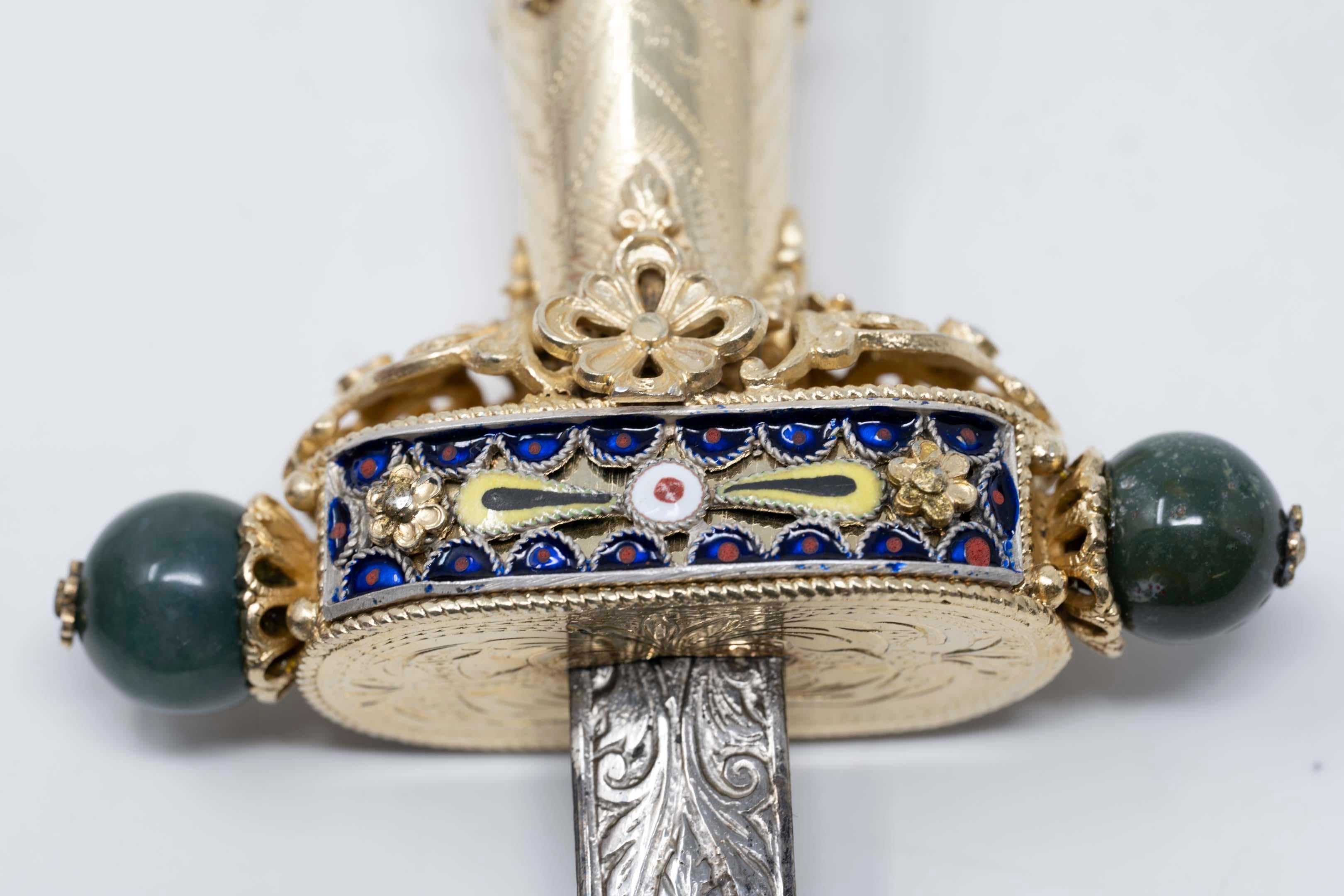 Faberge Style Jewel Encrusted 925 Silver Letter Opener 4