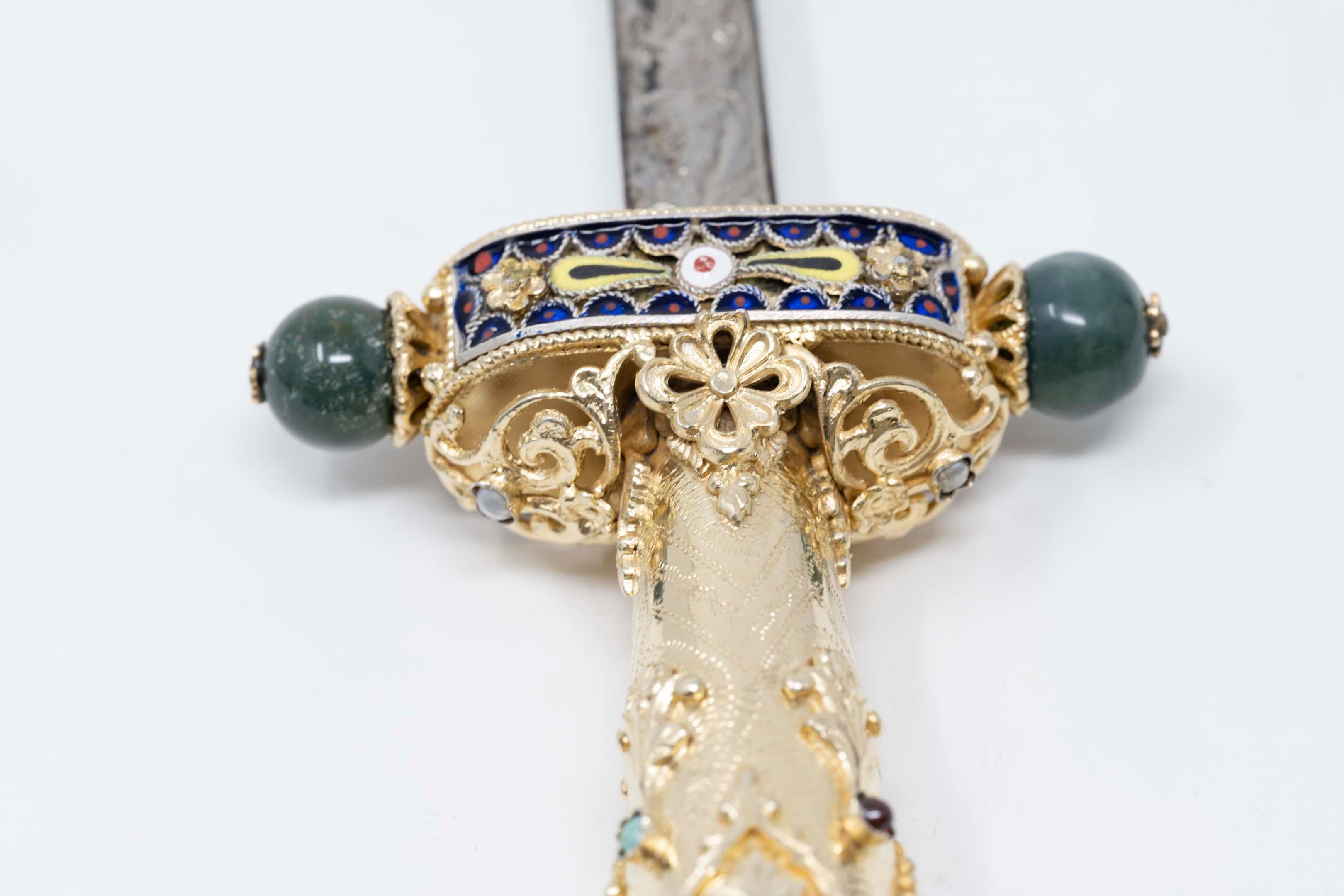 Faberge Style Jewel Encrusted 925 Silver Letter Opener 8