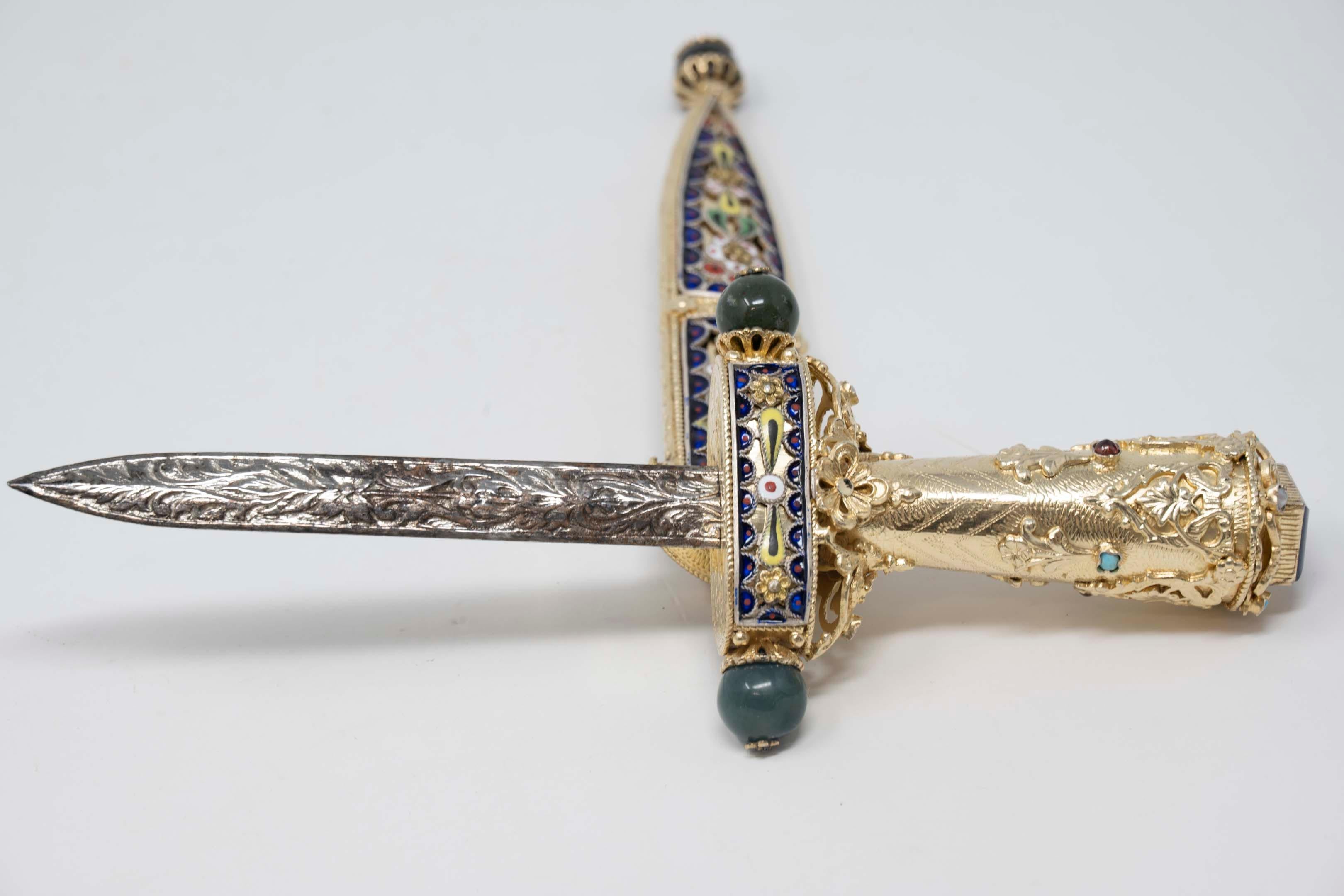 Women's or Men's Faberge Style Jewel Encrusted 925 Silver Letter Opener