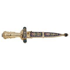 Antique Faberge Style Jewel Encrusted 925 Silver Letter Opener