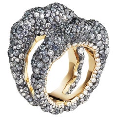 Fabergé Tatiana 18K Gold White & Diamond Encrusted Double Band Ring, US Clients