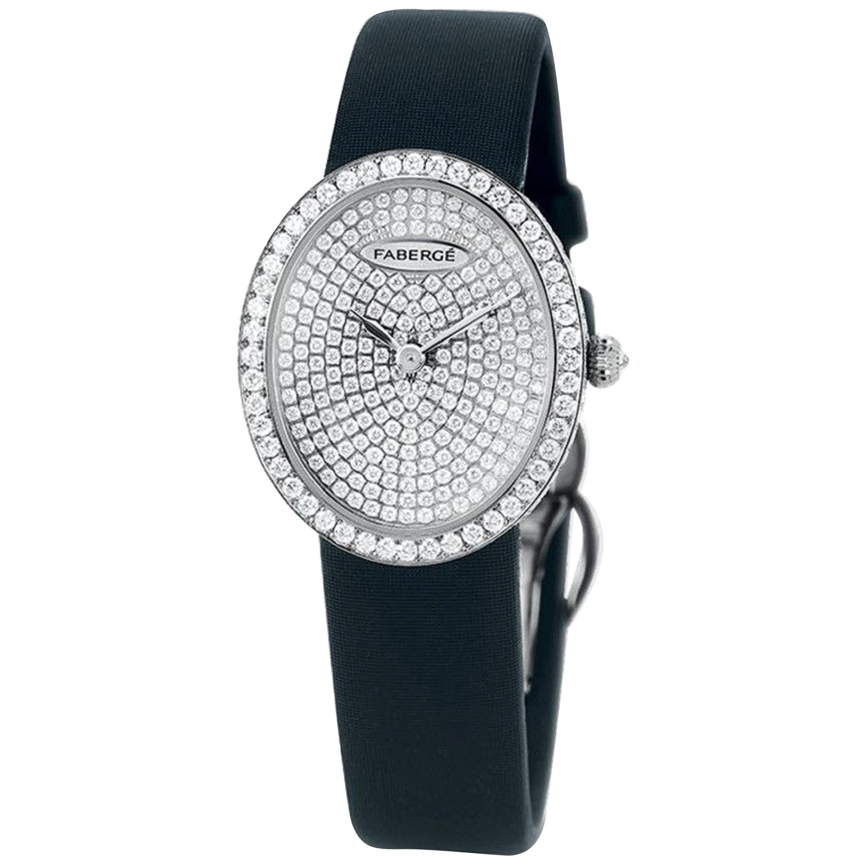 Fabergé Timepieces Anastasia Diamanten Damenuhr 18 Karat Weißgold im Angebot