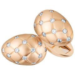 Fabergé Treillage 18 Karat Brushed Rose Gold Diamond Cufflinks, US Clients
