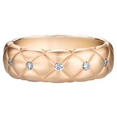 Fabergé Treillage 18 Karat Brushed Rose Gold Diamond Quilted Ring, US Clients