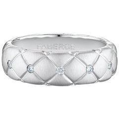 Fabergé Treillage 18 Karat Brushed White Gold Diamond Quilted Ring, US Clients