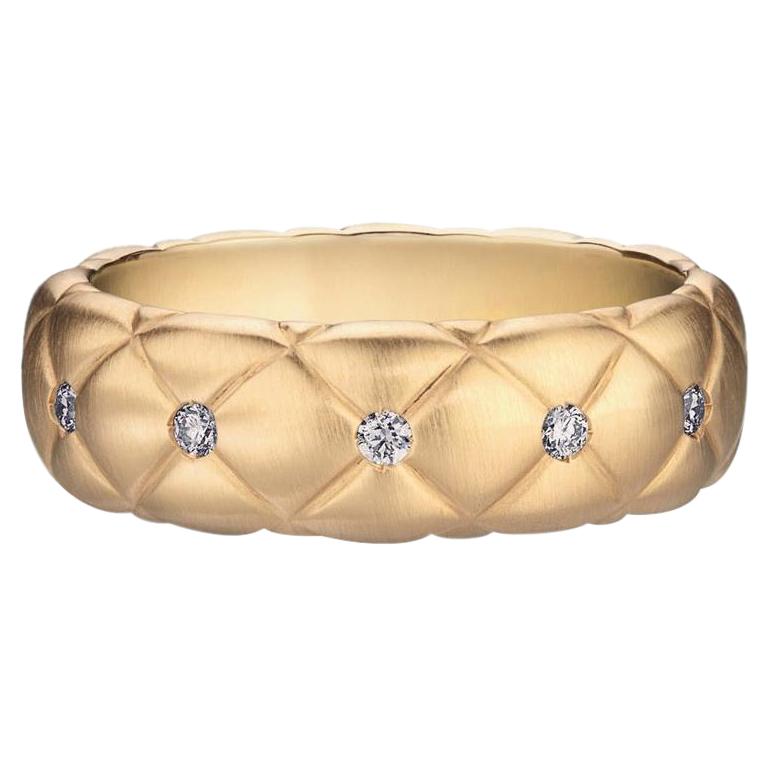 Fabergé Treillage 18K Brushed Yellow Gold Diamond Quilted Ring