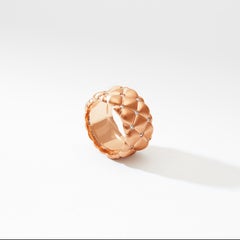 Fabergé Treillage 18K Brushed Rose Gold Diamond Wide Quilted Ring