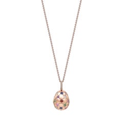Fabergé Treillage Brushed Rose Gold & Gemstone Set Egg Pendant, US Clients