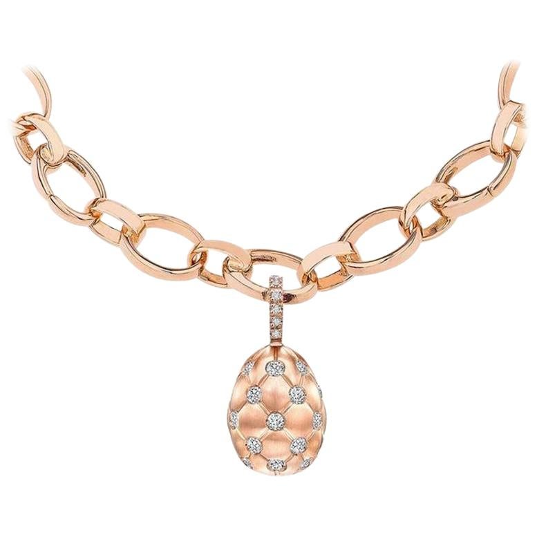 Fabergé Treillage Diamond Rose Gold Charm For Sale