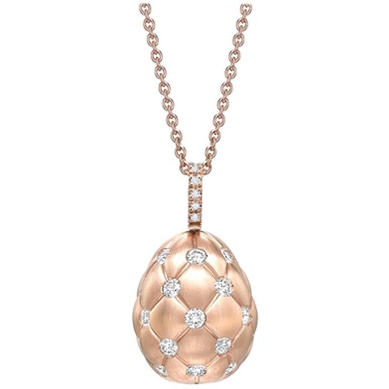 Fabergé Treillage Diamond Rose Gold Matt Pendant, US Clients For Sale