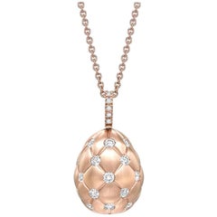 Fabergé Treillage Diamond Rose Gold Matt Pendant, US Clients