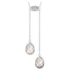 Fabergé Treillage Diamond White Gold Matt Necklace, US Clients