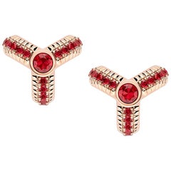 Fabergé Trio Rose Gold Ruby Fluted Earrings, US Clients
