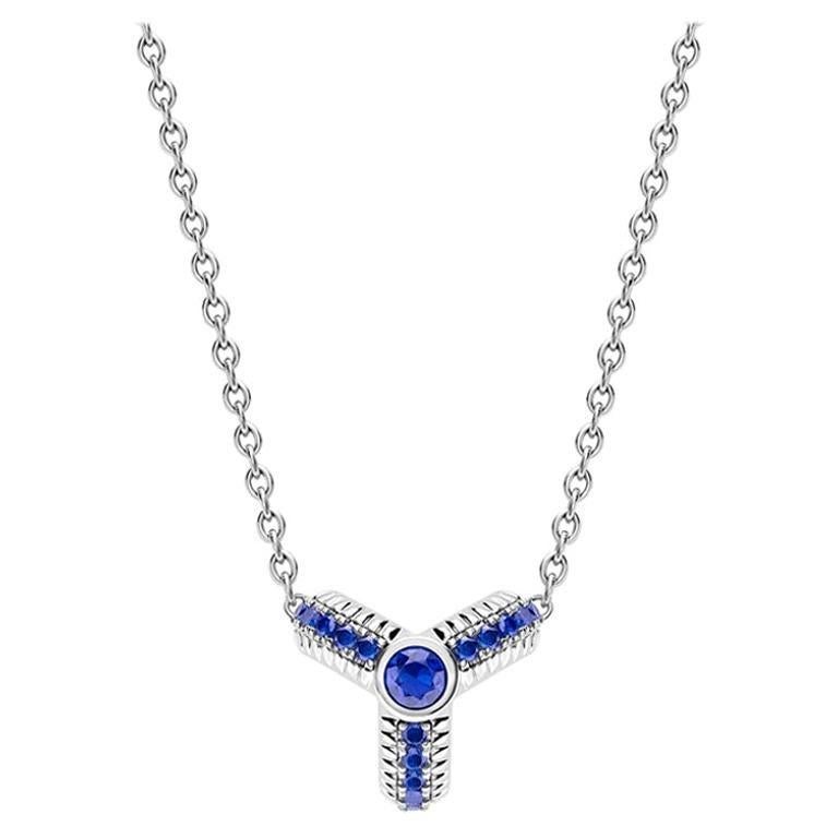 Fabergé Trio White Gold Blue Sapphire Fluted Pendant For Sale