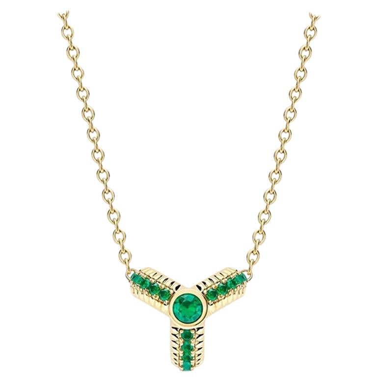 Fabergé Trio Yellow Gold Emerald Fluted Pendant For Sale